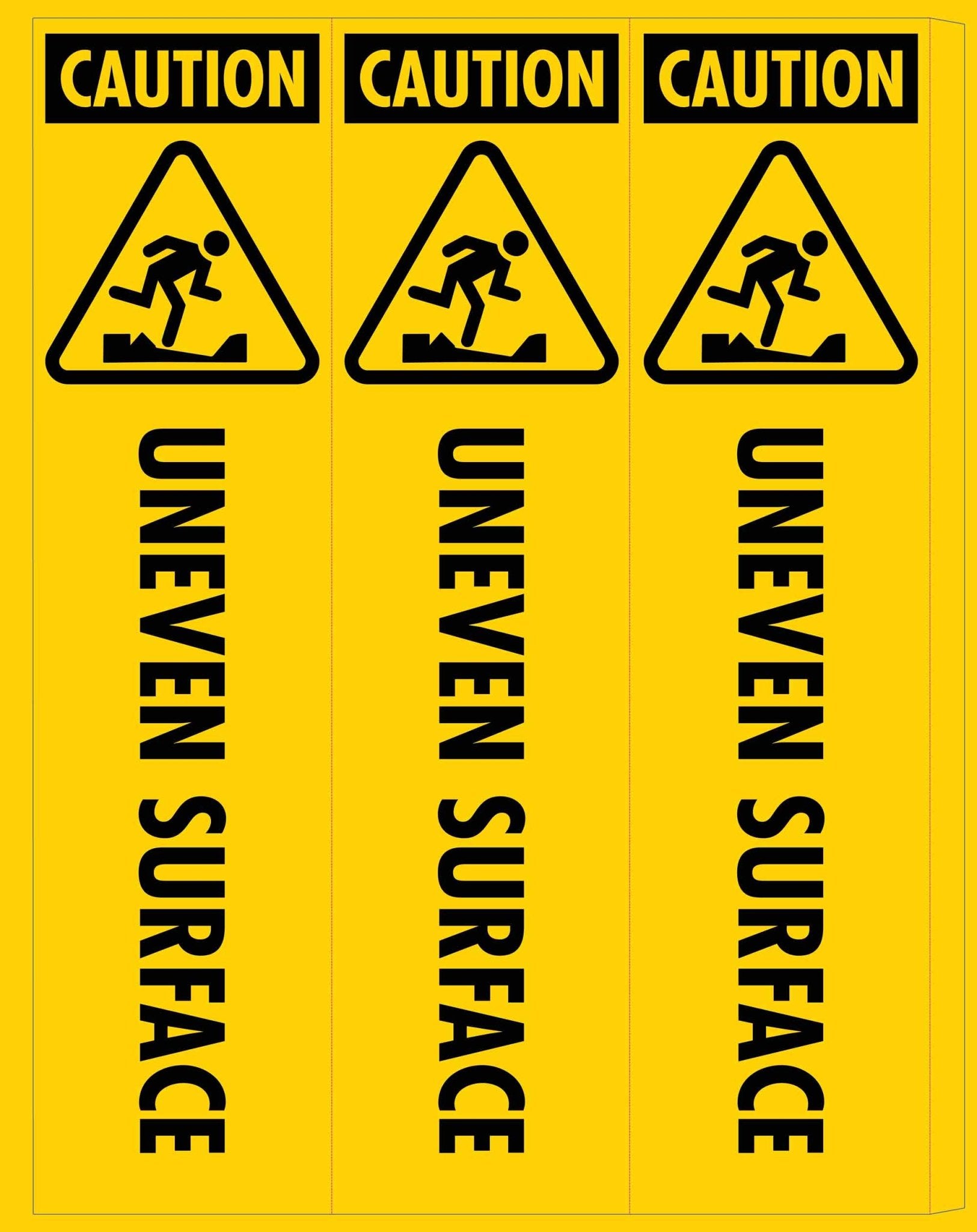 Caution Uneven Surface - Corflute Bollard Cover - New Signs