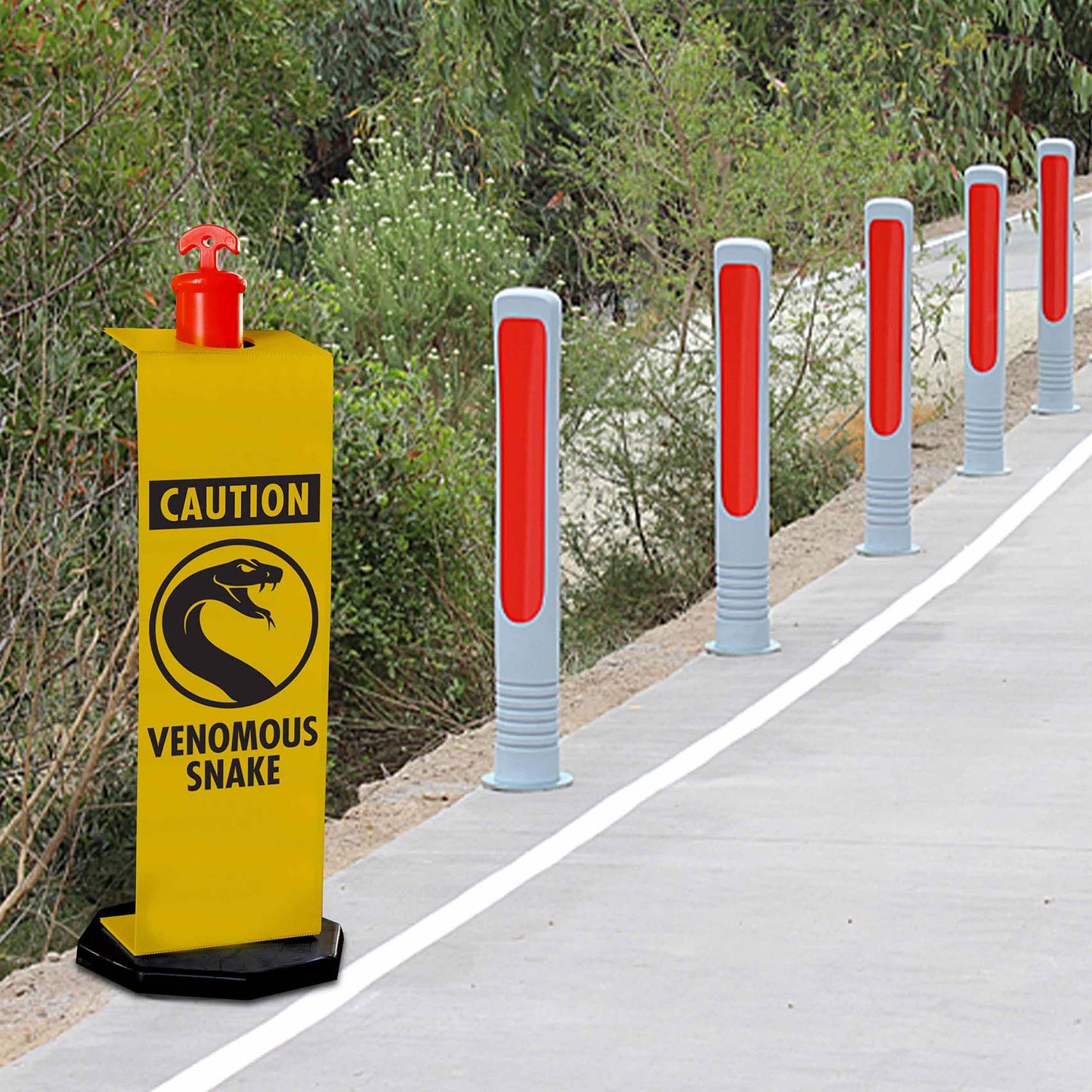 Caution Venomous Snake - Corflute Bollard Traffic Signs - New Signs