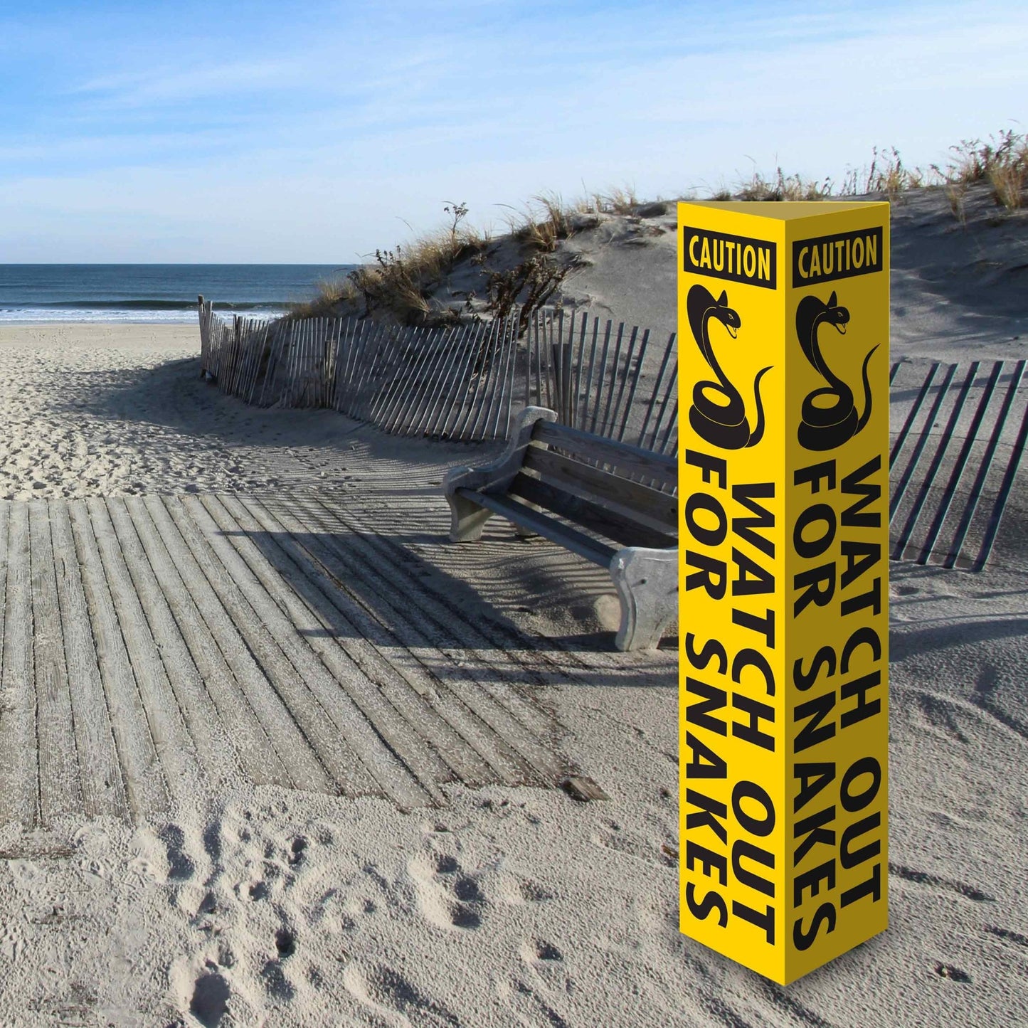 Caution Watch Out For Snakes - Corflute Bollard Cover - New Signs