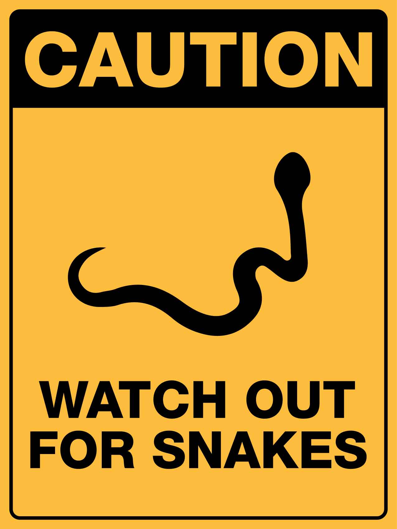 Caution Watch Out For Snakes Symbol Sign - New Signs