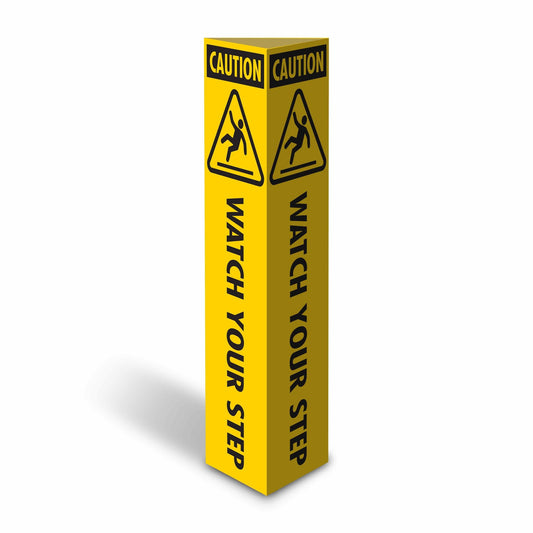 Caution Watch Your Step - Corflute Bollard Cover - New Signs