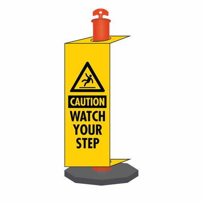 Caution Watch Your Step - Corflute Bollard Traffic Signs - New Signs