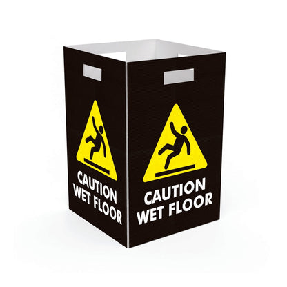 Caution Wet Floor Black - Black - Corflute Box Sign - New Signs