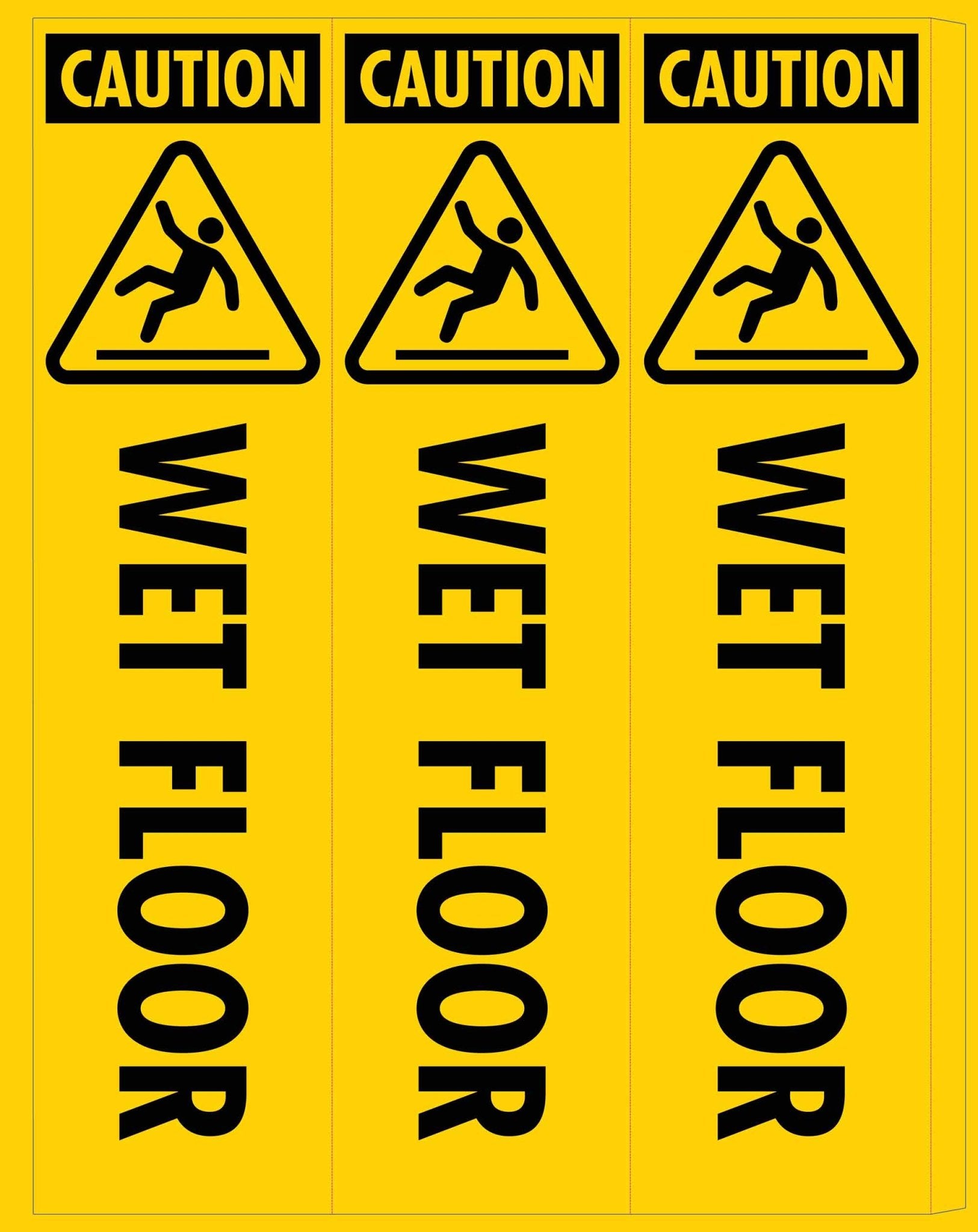 Caution Wet Floor Black - Corflute Bollard Cover - New Signs