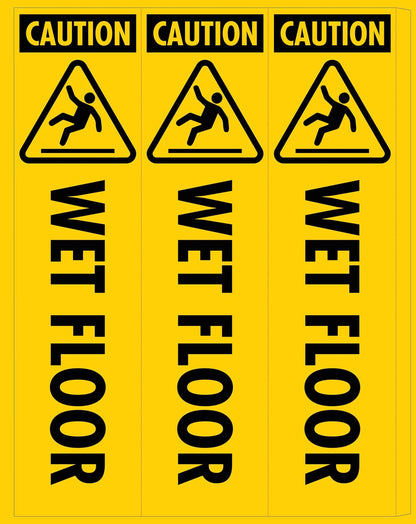 Caution Wet Floor Black - Corflute Bollard Cover - New Signs