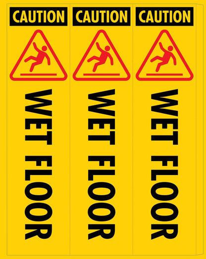 Caution Wet Floor - Corflute Bollard Cover - New Signs