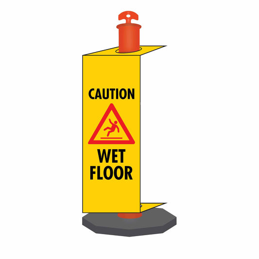 Caution Wet Floor - Corflute Bollard Traffic Signs - New Signs