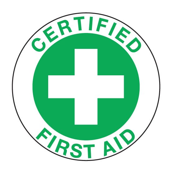 CERTIFIED FIRST AID GREEN Hard Hat Stickers - New Signs