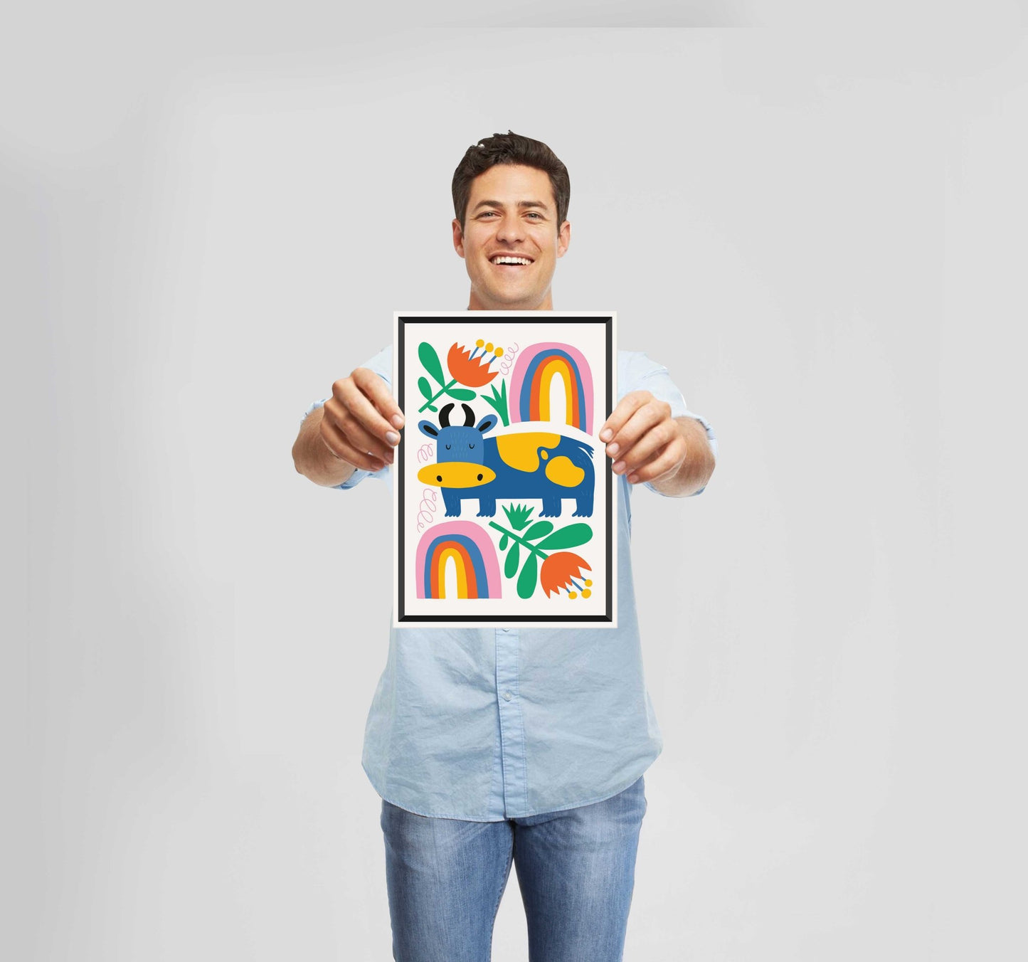 Children's Bedroom Let's Play Cow Poster Wall Art Prints - New Signs