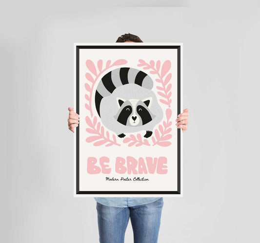 Children's Bedroom Let's Play Raccoon Poster Wall Art Prints - New Signs