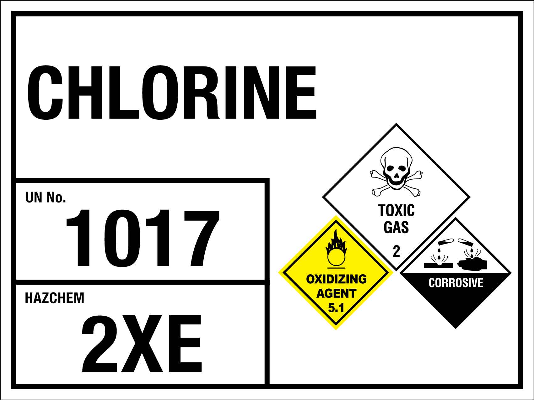Chlorine 1017 2XE Sign - New Signs