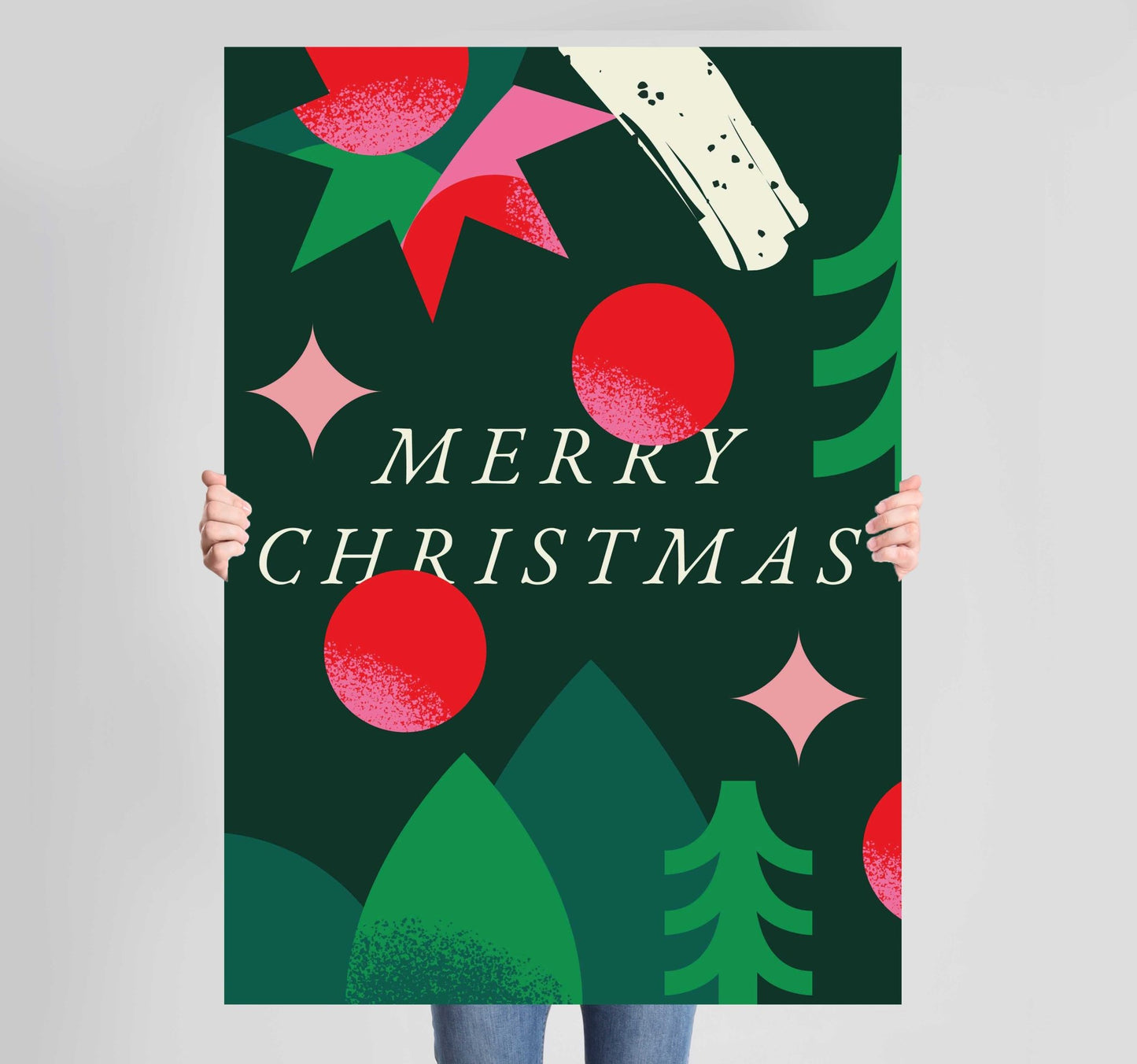 Christmas Merry Christmas Green Poster Wall Art Prints - New Signs