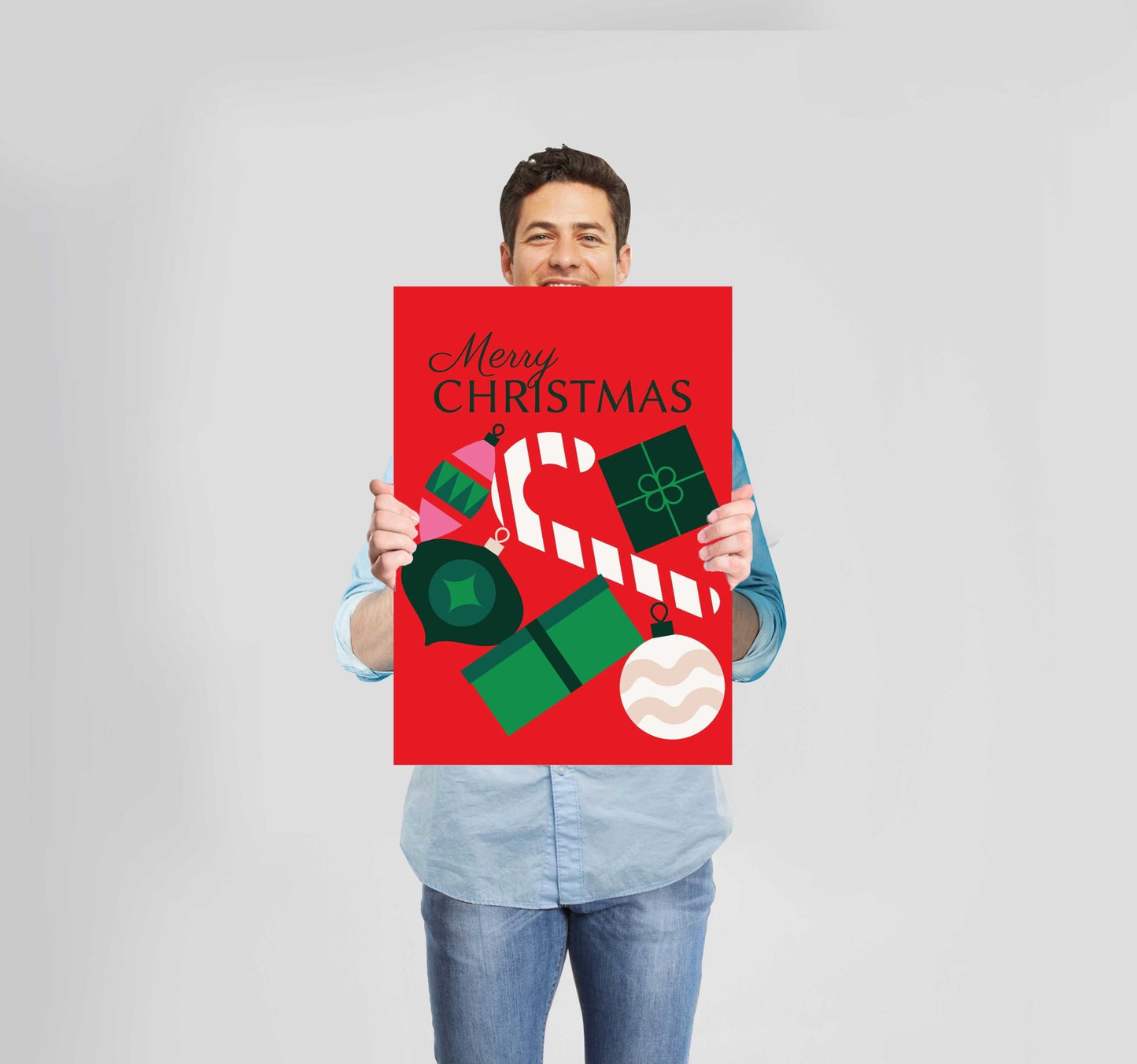 Christmas Merry Christmas Red Poster Wall Art Prints - New Signs