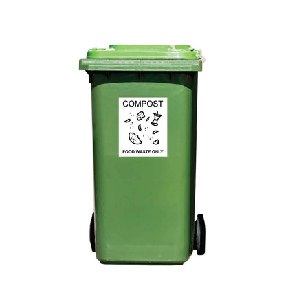 Compost Food Waste Only Wheelie Bin Stickers - New Signs