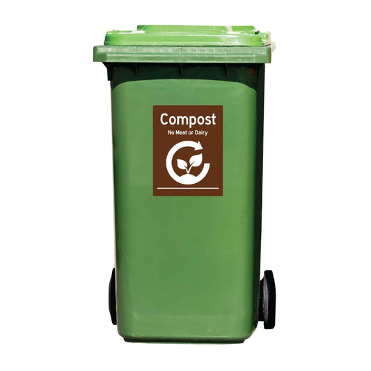 Compost No Meat or Dairy Wheelie Bin Stickers - New Signs