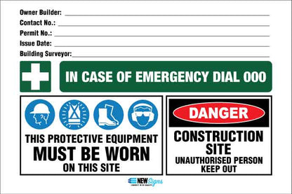 Construction Owner Builder Danger Detailed - Mesh Banner - New Signs