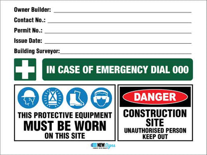 Construction Owner Builder Danger Detailed - Mesh Banner - New Signs