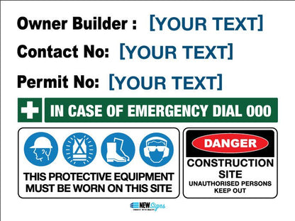 Construction Owner Builder Danger - Mesh Banner - New Signs