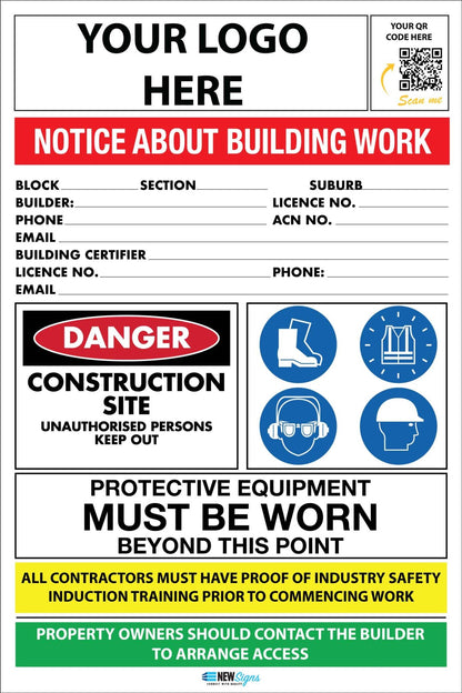 Construction Site Entry ACT Building Sign - New Signs