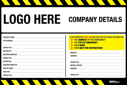 Construction Site Entry Builder Details Sign - New Signs