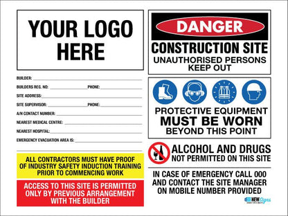 Construction Site Entry Building Emergency Details - Mesh Banner - New Signs