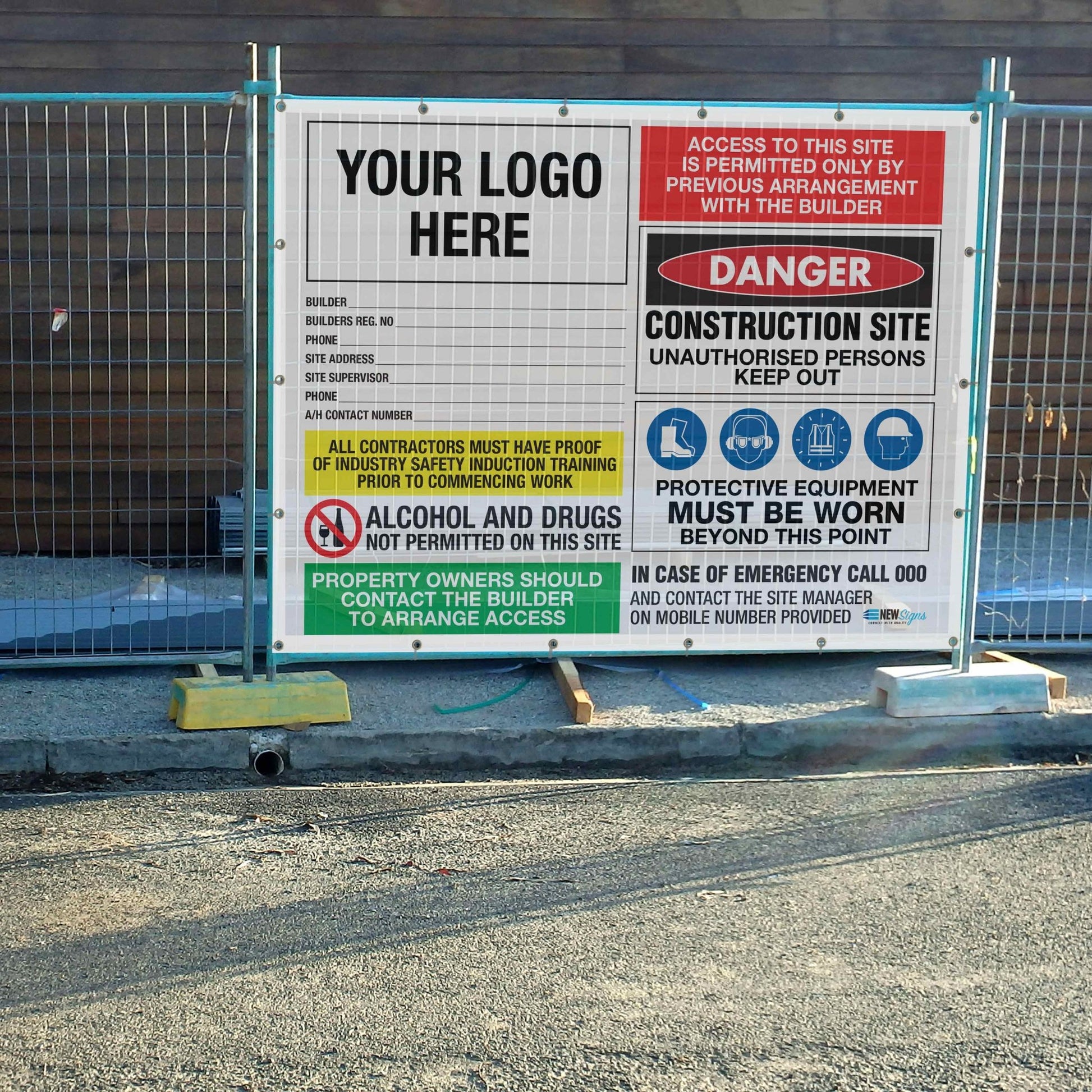Construction Site Entry Building - Mesh Banner - New Signs