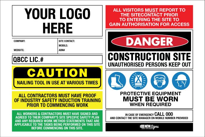 Construction Site Entry Building QLD QBCC Compliant - Mesh Banner - New Signs
