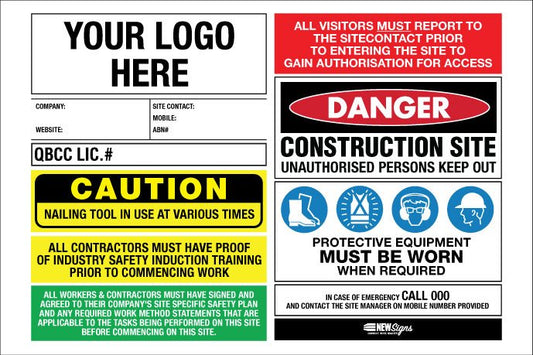 Construction Site Entry Building QLD QBCC Compliant - Mesh Banner - New Signs