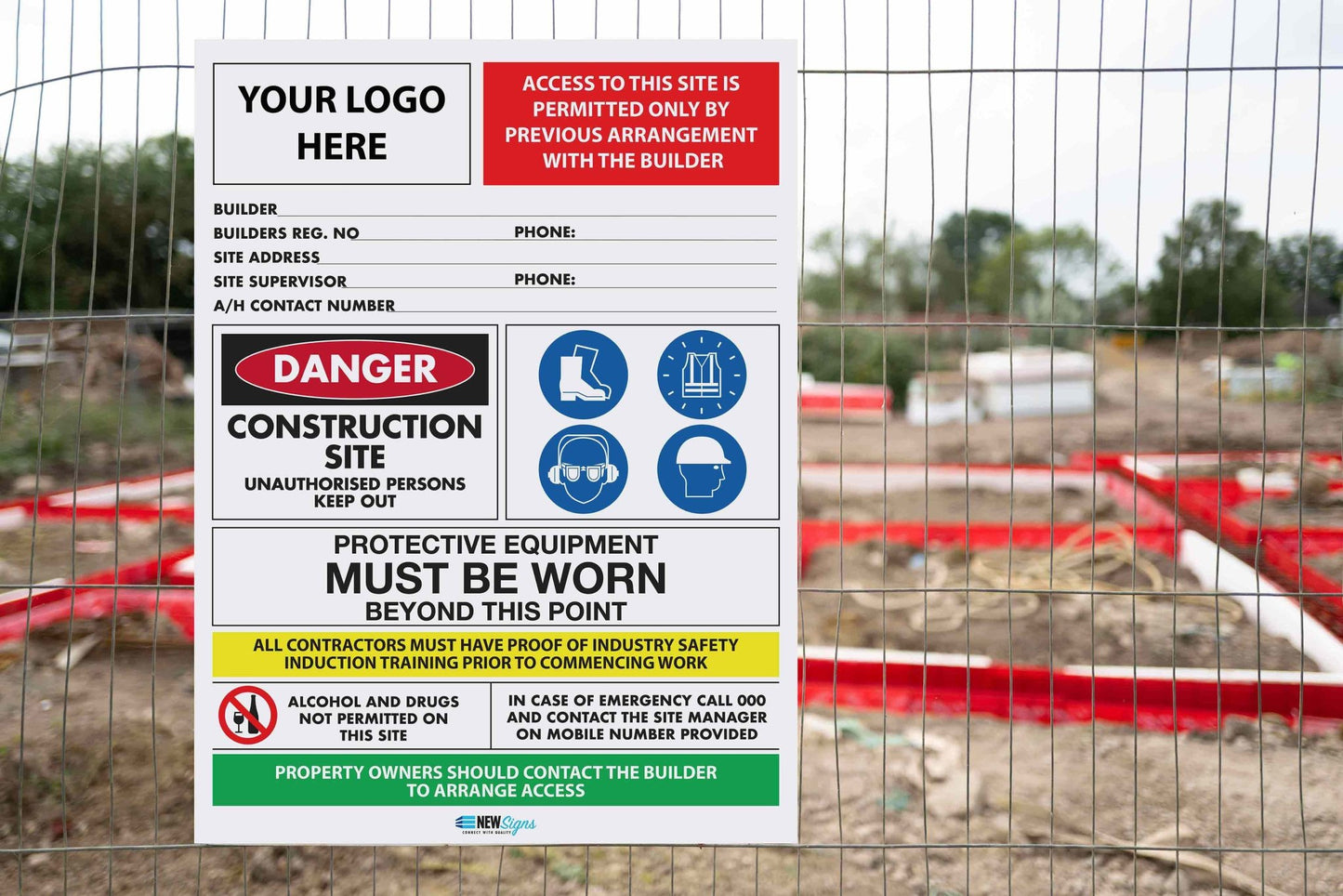 Construction Site Entry Building Sign - New Signs