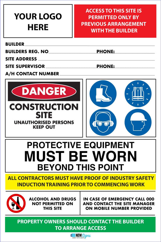 Construction Site Entry Building Sign - New Signs