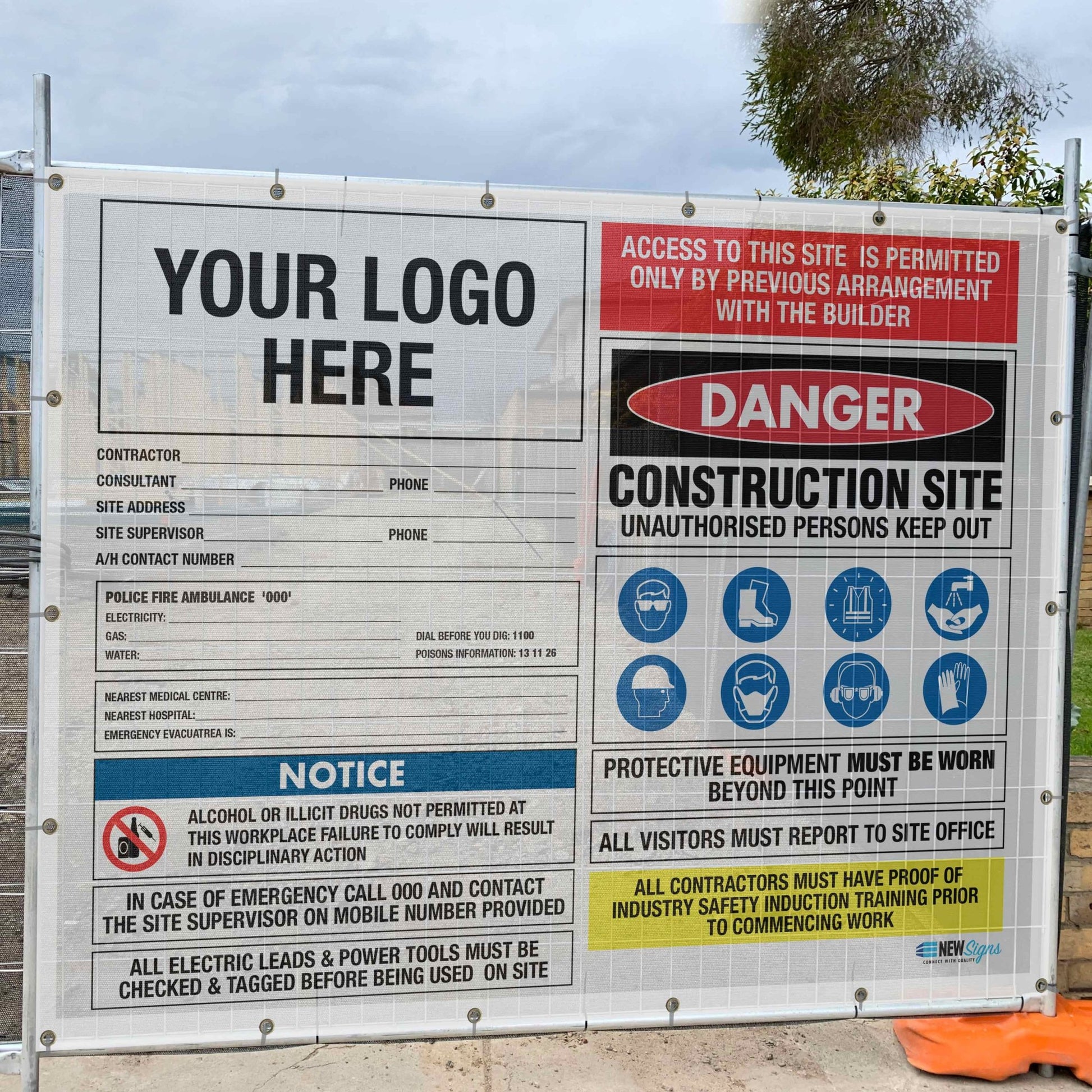 Construction Site Entry Civil - Mesh Banner - New Signs