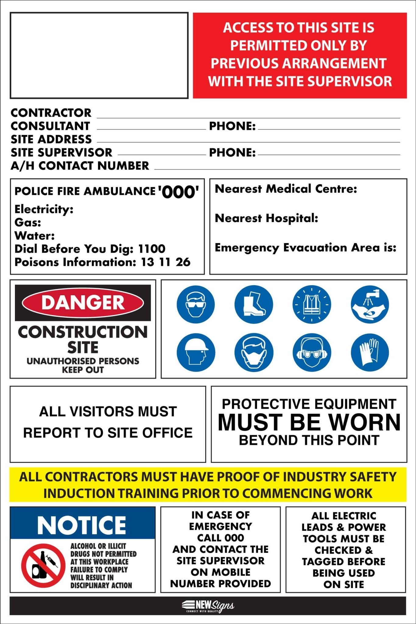 Construction Site Entry Civil Sign - New Signs