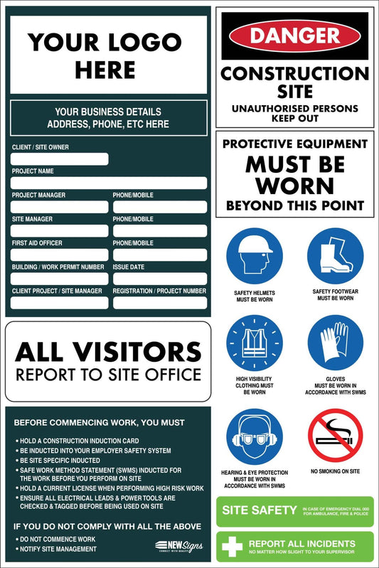 Construction Site Entry Compliance Sign - New Signs