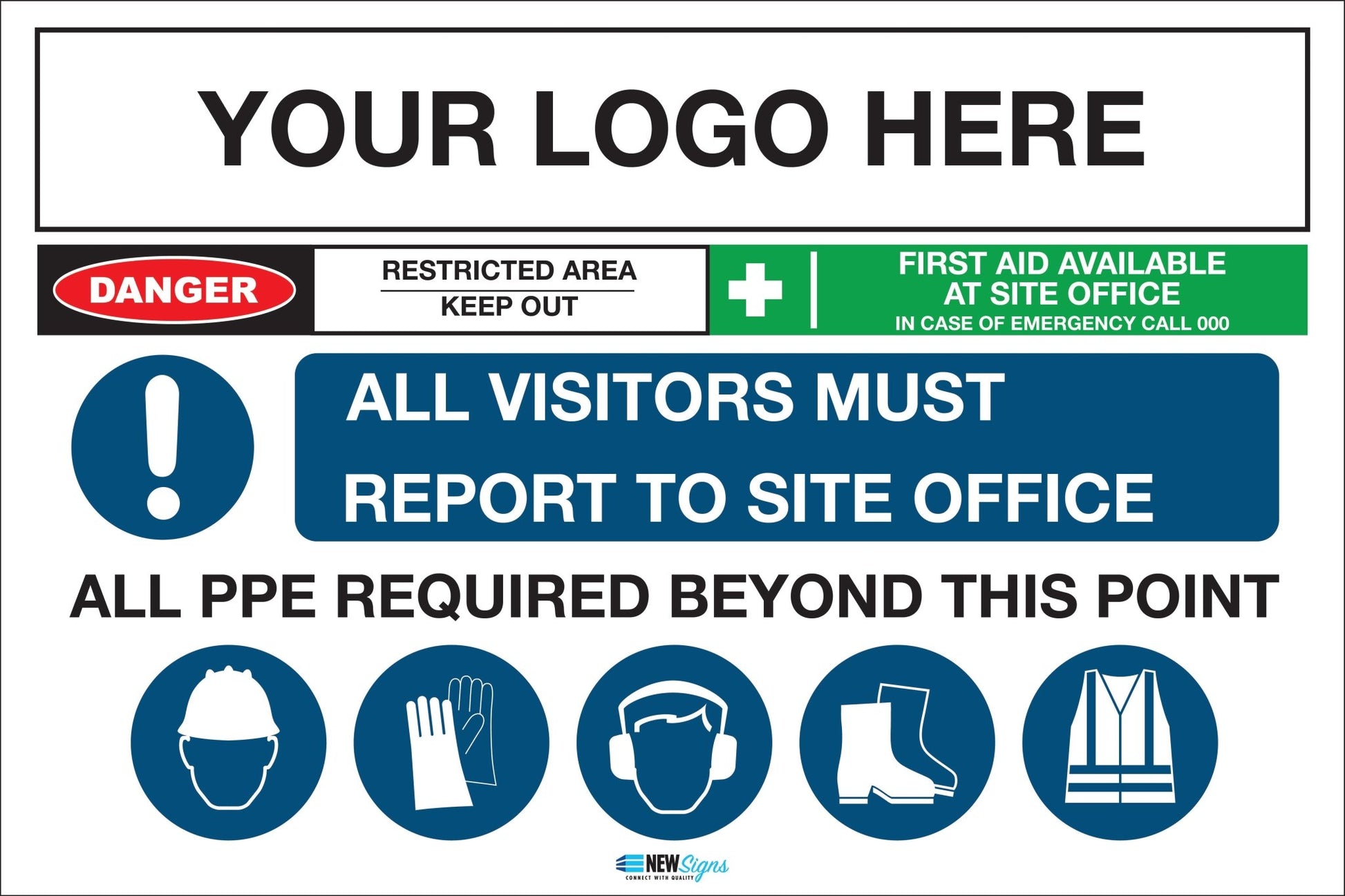 Construction Site Entry Danger Restricted Area Sign - New Signs