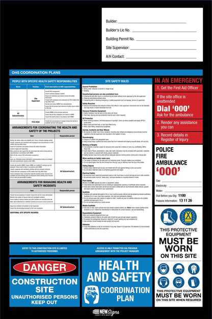 Construction Site Entry OHS and Safety Co - Ordination Plan Blue - New Signs