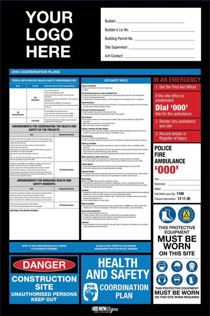 Construction Site Entry OHS and Safety Co - Ordination Plan Blue - New Signs