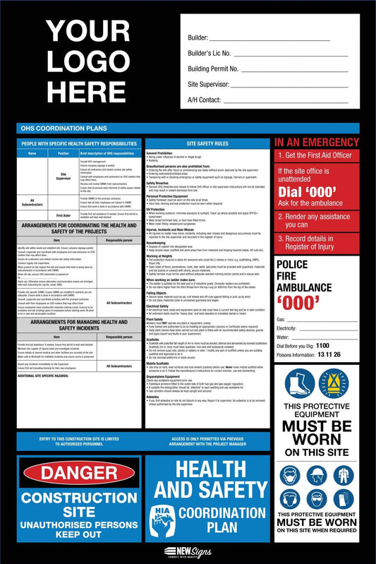 Construction Site Entry OHS and Safety Co - Ordination Plan Blue - New Signs