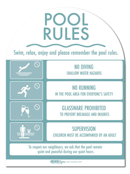 CPR Sign & Pool Rules Sign Pack Arch Aqua - New Signs