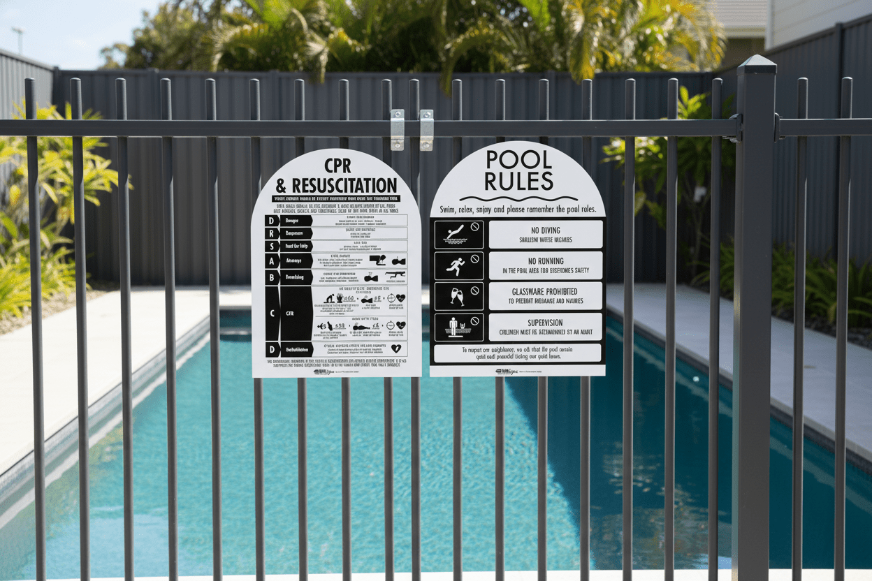 CPR Sign & Pool Rules Sign Pack Arch Black - New Signs