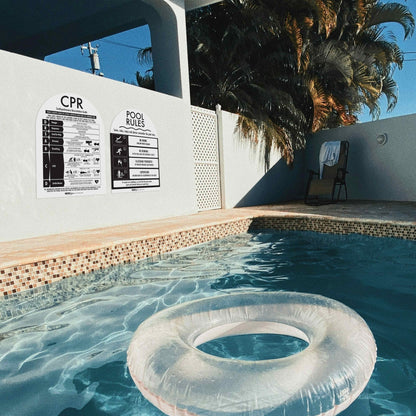 CPR Sign & Pool Rules Sign Pack Arch Black - New Signs