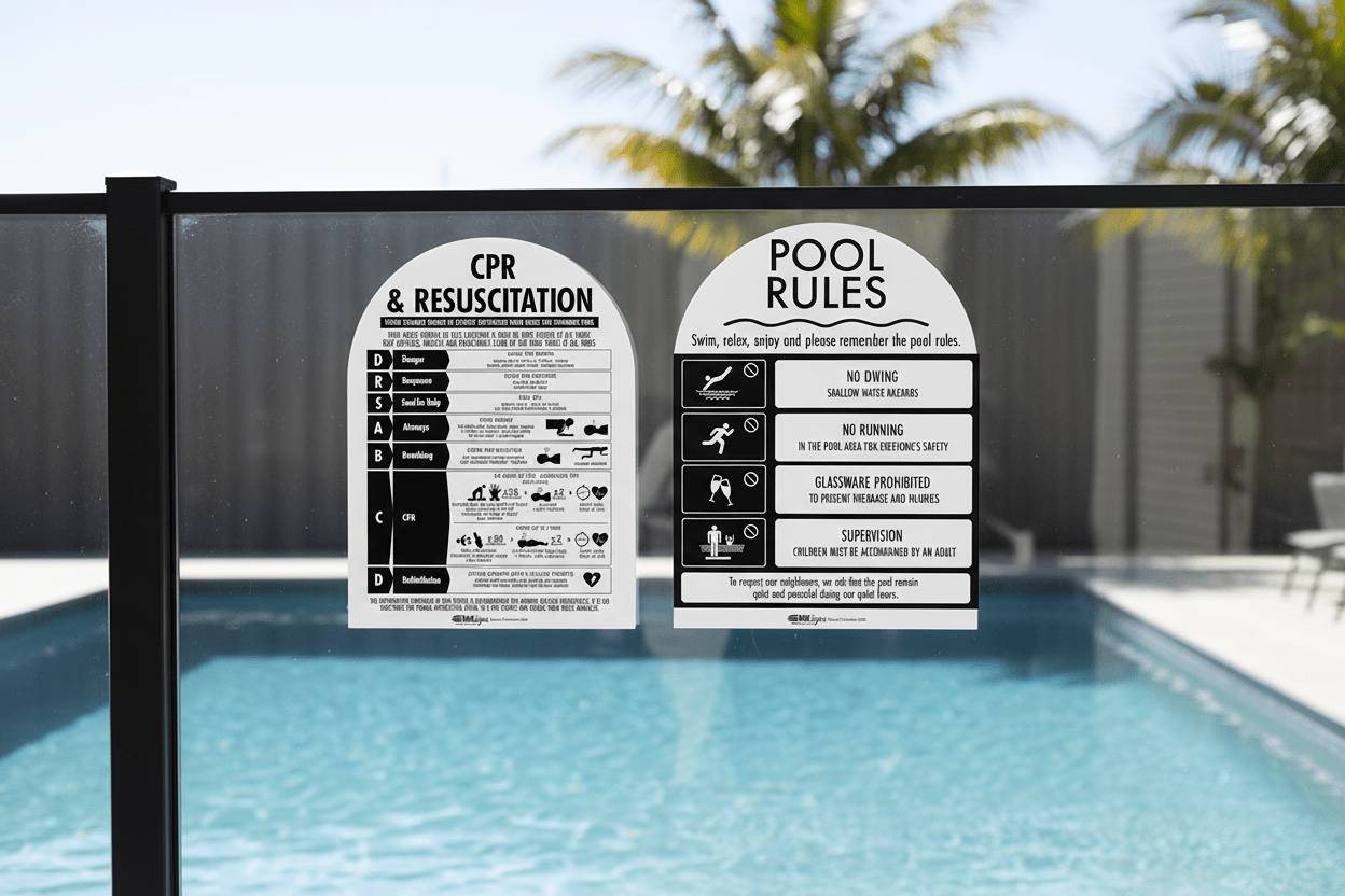 CPR Sign & Pool Rules Sign Pack Arch Black - New Signs
