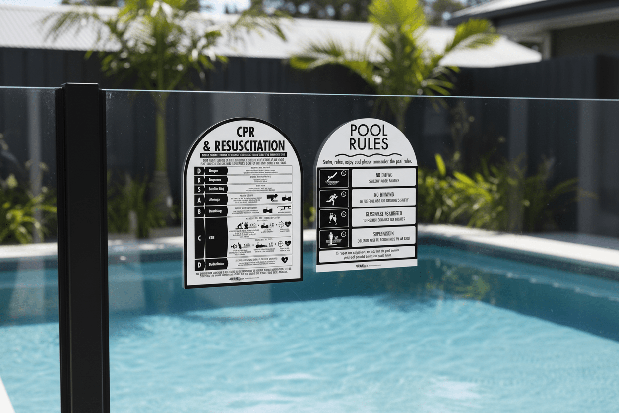 CPR Sign & Pool Rules Sign Pack Arch Black - New Signs
