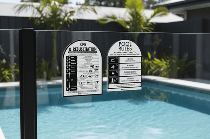 CPR Sign & Pool Rules Sign Pack Arch Black - New Signs