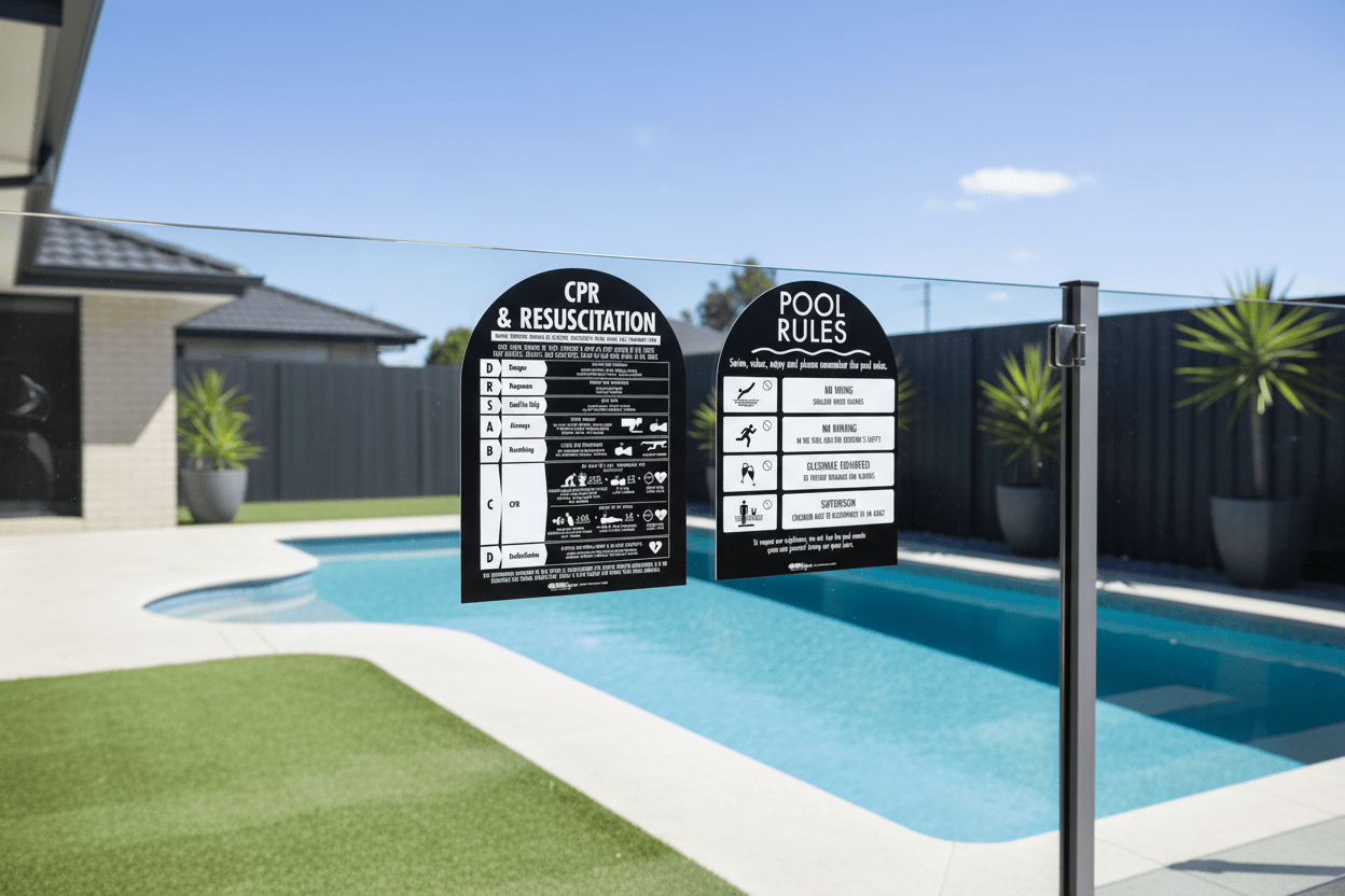 CPR Sign & Pool Rules Sign Pack Arch Black Background - New Signs