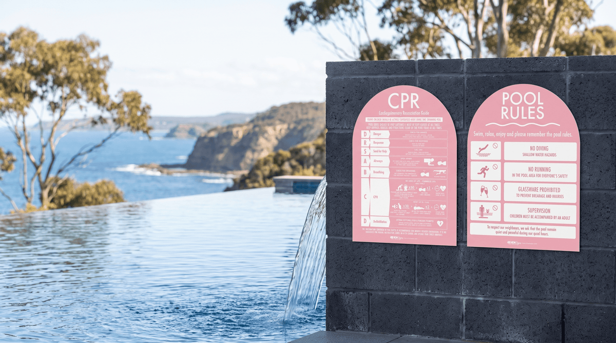 CPR Sign & Pool Rules Sign Pack Arch Candy Background - New Signs