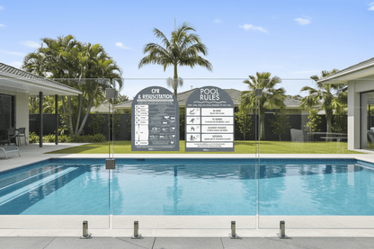 CPR Sign & Pool Rules Sign Pack Arch Charcoal Background - New Signs