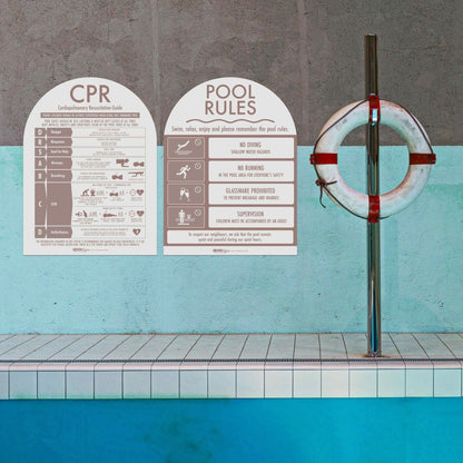 CPR Sign & Pool Rules Sign Pack Arch Fawn - New Signs