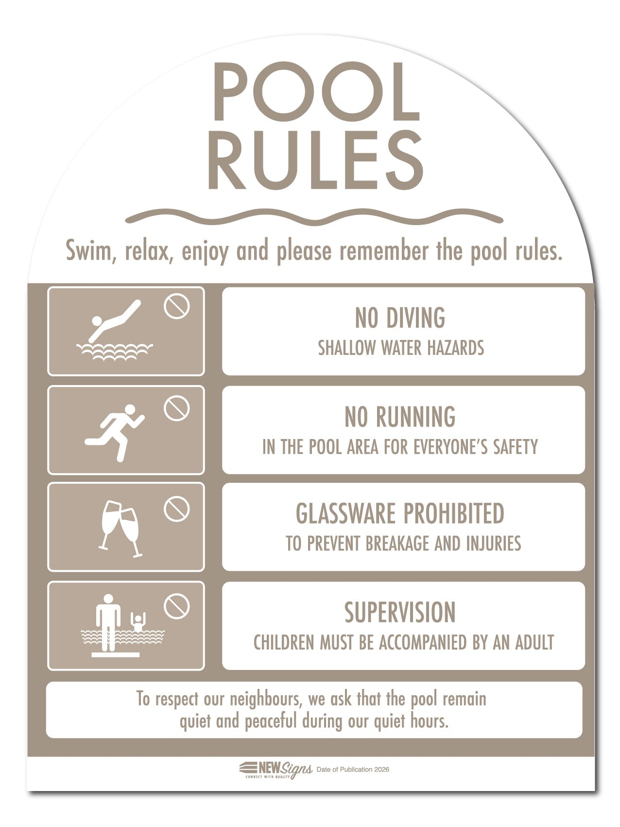 CPR Sign & Pool Rules Sign Pack Arch Fawn - New Signs