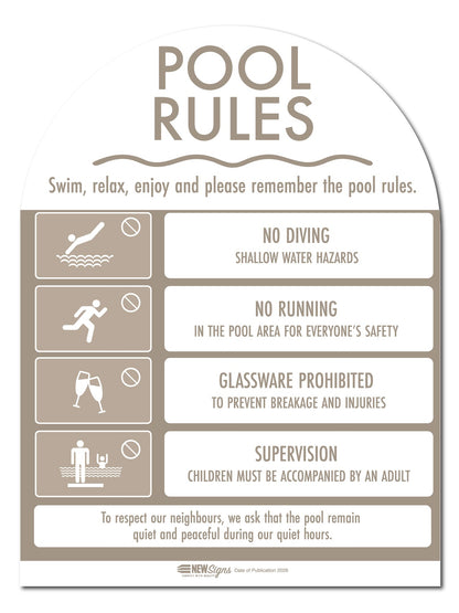 CPR Sign & Pool Rules Sign Pack Arch Fawn - New Signs