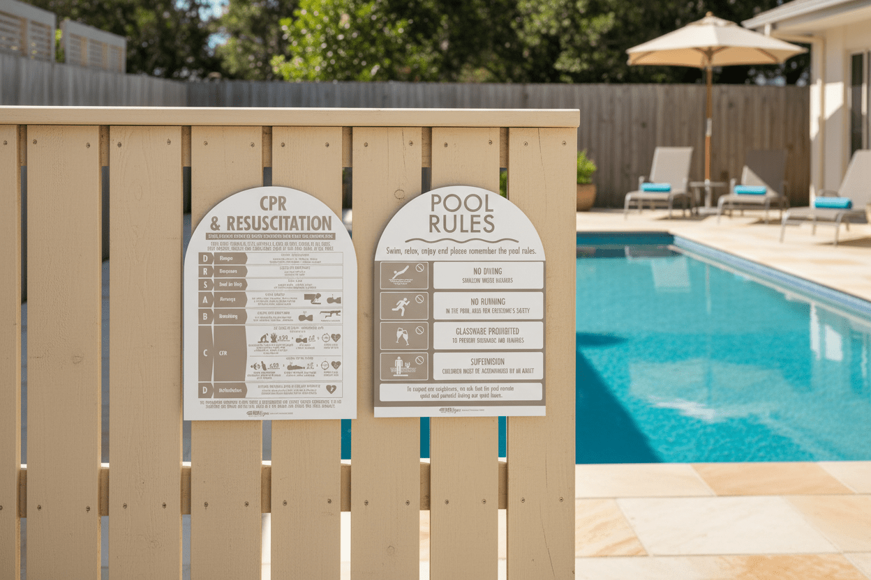 CPR Sign & Pool Rules Sign Pack Arch Fawn - New Signs